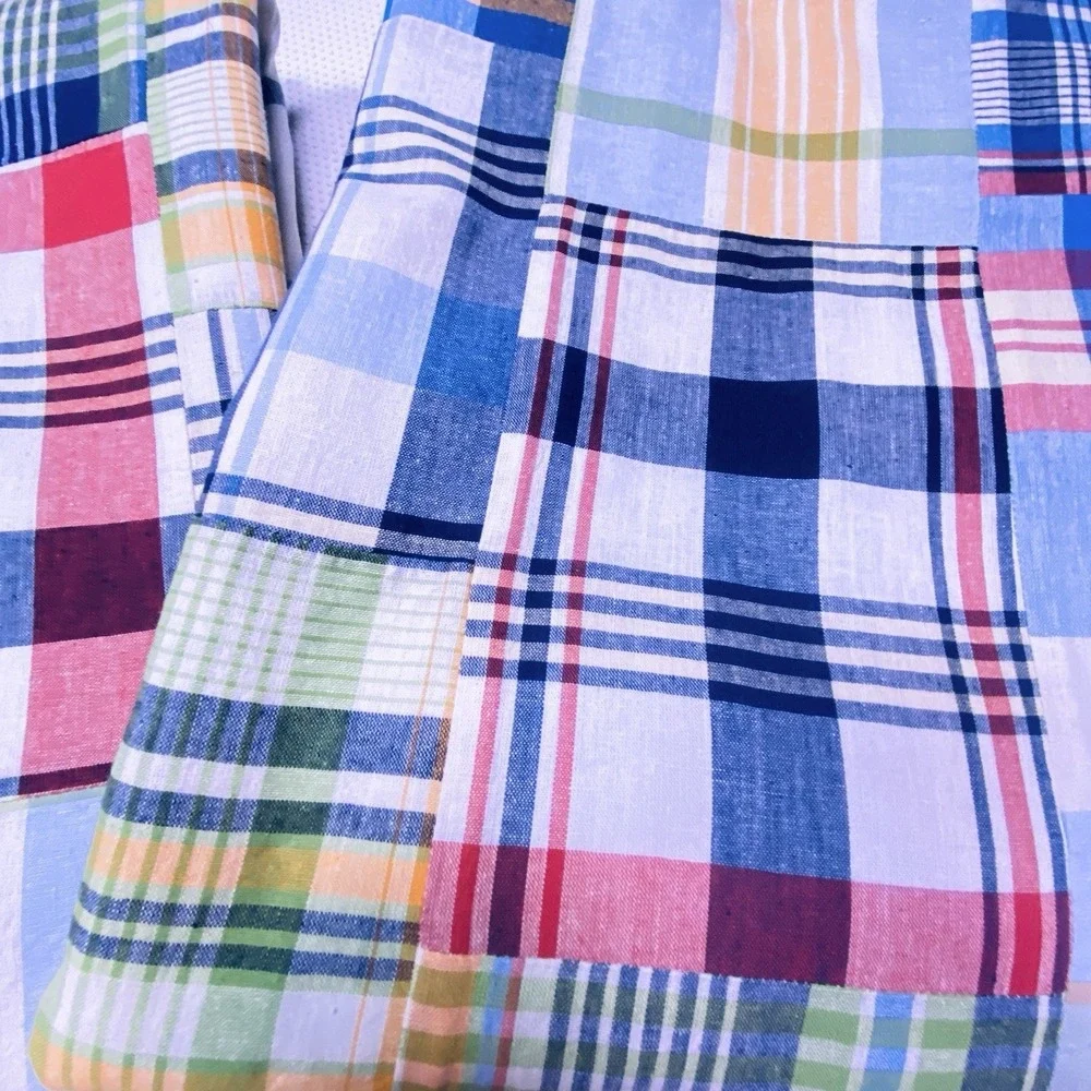 5 Panels Pottery Barn Kids Madras Plaid Patchwork Blackout Curtain Panels 44x63